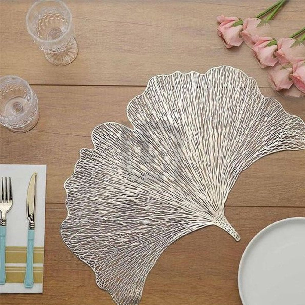 2pcs Set Non-Slip PVC Golden Fan Placemats