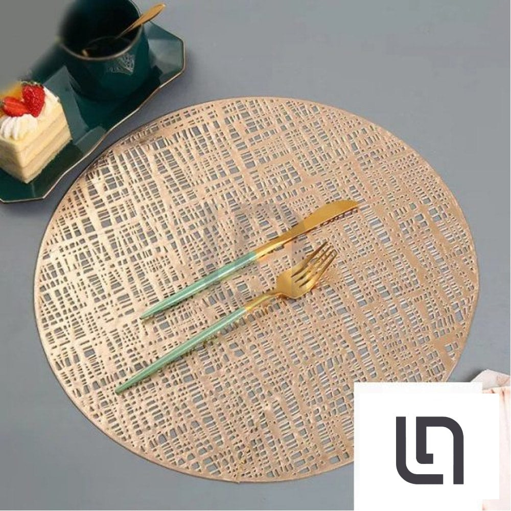 2pcs CoasterTable Mat Set Non-Slip PVC Golden Placemats
