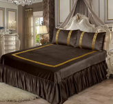 3 Pcs Versace Velvet Bridal Bed Sheet Set – Dark Brown
