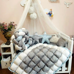 Baby Cot - Bedding Set - Tiny Heaven Grey & Powder Blue