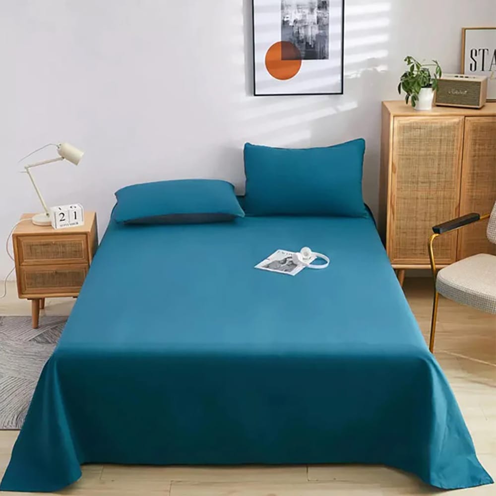 Cotton Sateen Flat Sheet - Blue