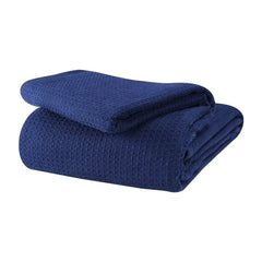 Cotton Waffle Weave Sofa & Bed Throws Blanket for Summer - Blue 3