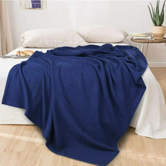 Cotton Waffle Weave Sofa & Bed Throws Blanket for Summer - Blue