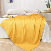 Cotton Waffle Weave Sofa & Bed Throws Blanket for Summer - Golden