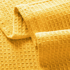 Cotton Waffle Weave Sofa & Bed Throws Blanket for Summer - Golden 2