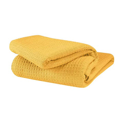 Cotton Waffle Weave Sofa & Bed Throws Blanket for Summer - Golden 3