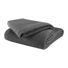 Cotton Waffle Weave Sofa & Bed Throws Blanket for Summer - Grey 3