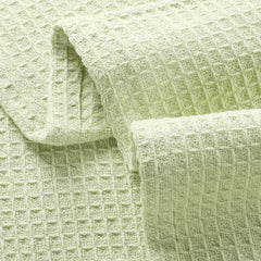 Cotton Waffle Weave Sofa & Bed Throws Blanket for Summer - Ivory Green 2