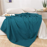 Cotton Waffle Weave Sofa & Bed Throws Blanket for Summer - Teal