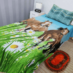 Horses & Sunflower Kids Bed Sheet