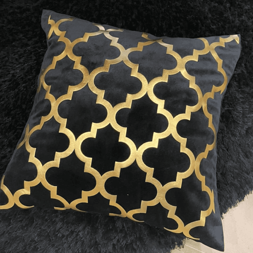 Premium Pattern Velvet Cushion Covers - Black