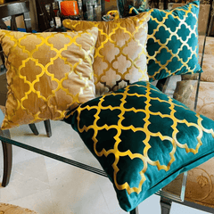 Premium Pattern Velvet Cushion Covers - Teal