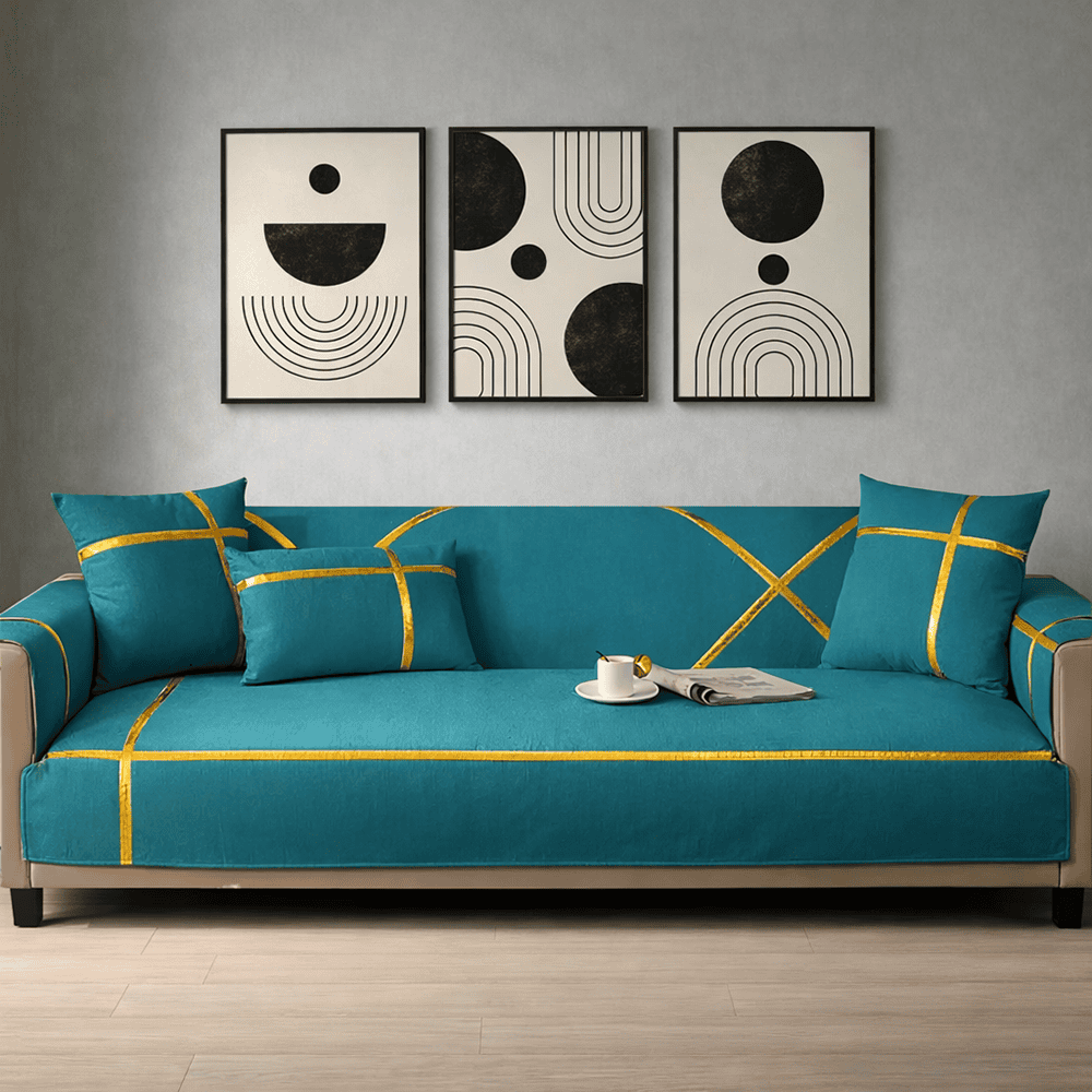 Premium Velvet Sofa Cover - Anti Slip - Teal