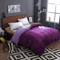 Reversible velvet quilt cover-Dark Purple Light Purple