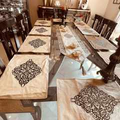 Tapestries Velvet Table Runner - Beige