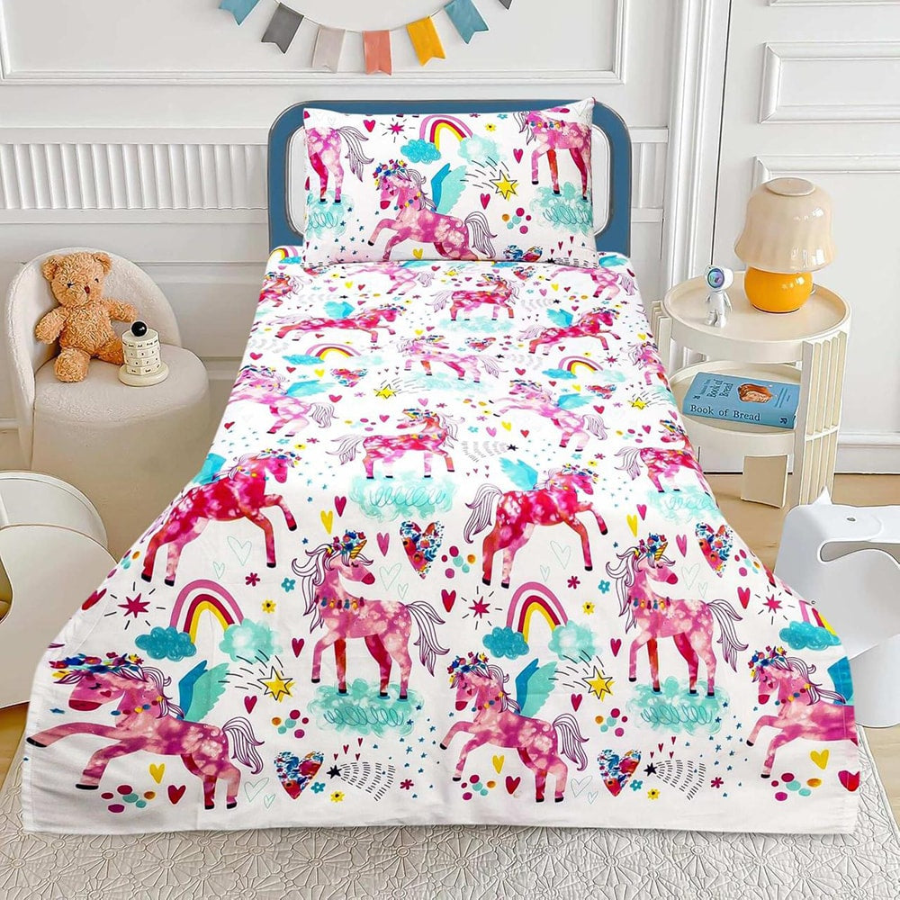 Unicorn Cartoon Bed Sheet