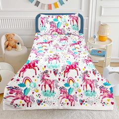 Unicorn Cartoon Bed Sheet