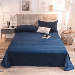 Velvet Bed Sheet - Dark Blue