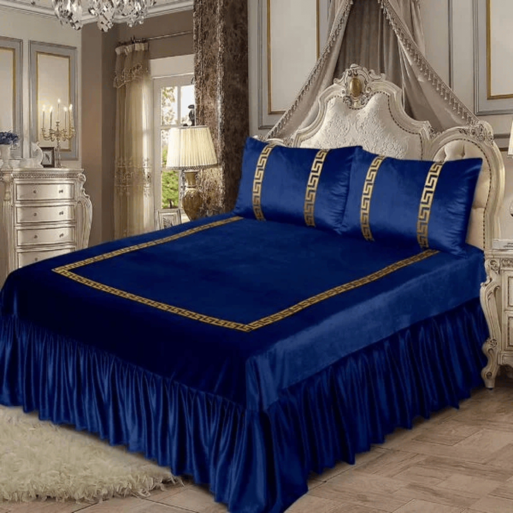 Versace Velvet Bridal Bedding Set -Blue