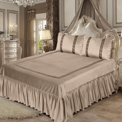 Versace Velvet Bridal Bedding Set - Beige