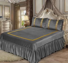 Versace Velvet Bridal Bedding Set - Grey