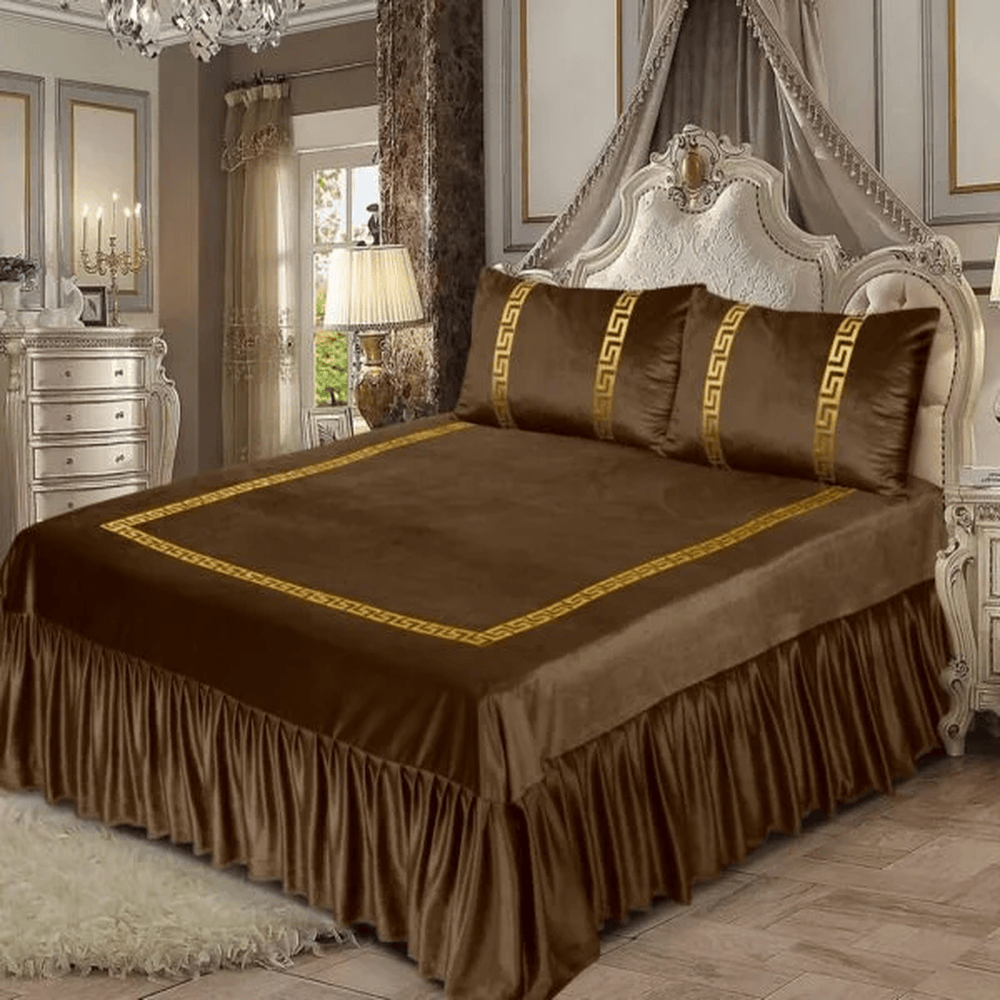 Versace Velvet Bridal Bedding Set - Light Brown 1
