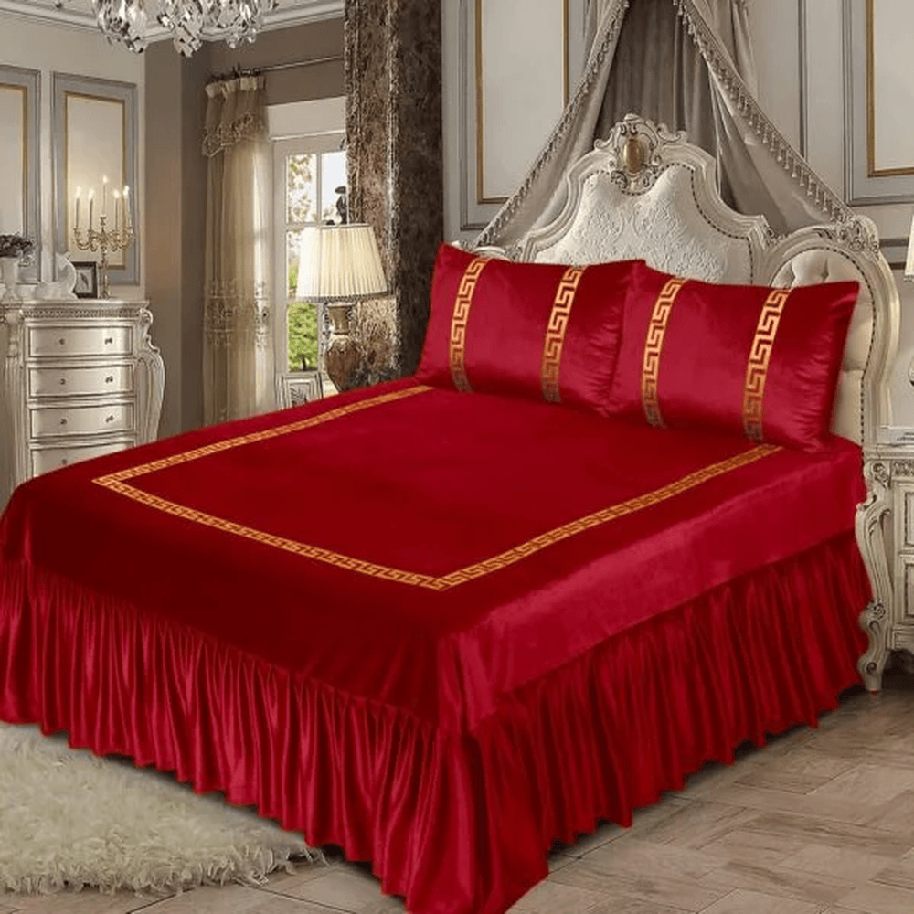 Versace Velvet Bridal Bedding Set - Red