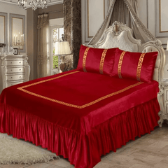 Versace Velvet Bridal Bedding Set - Red