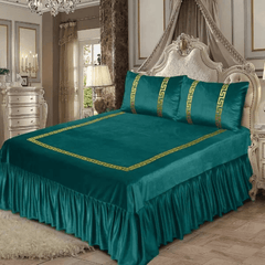 Versace Velvet Bridal Bedding Set - Zinc