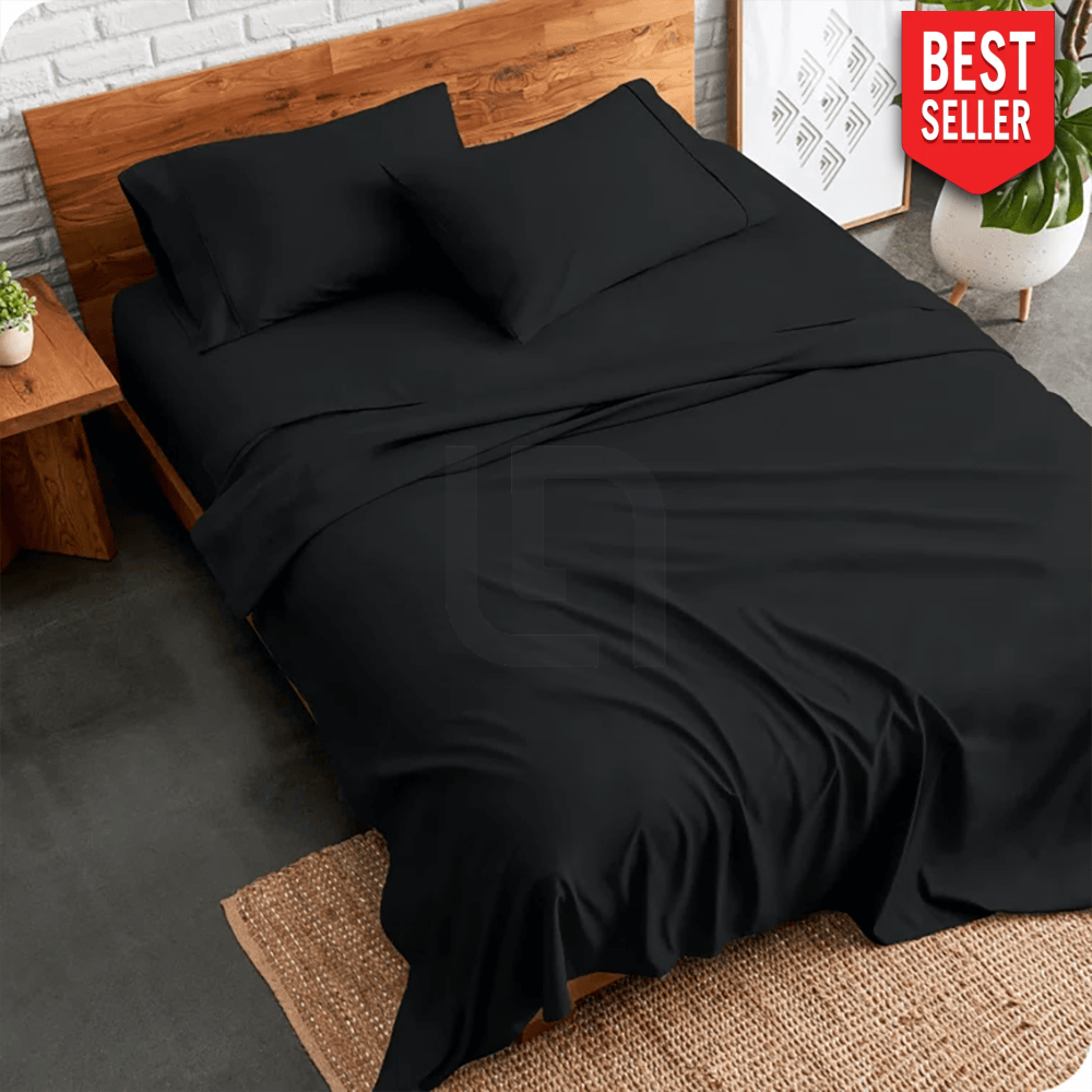 plain bed sheet - black