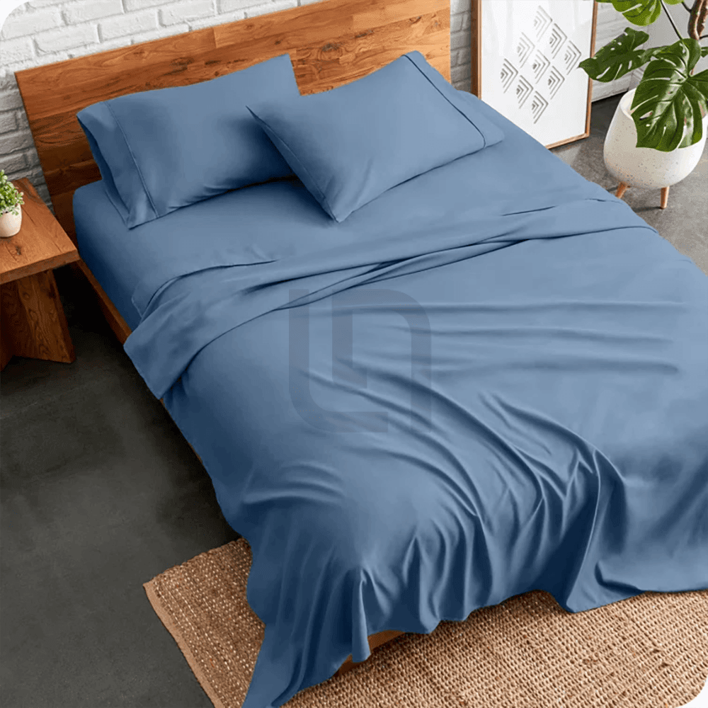 plain bed sheet - blue berry