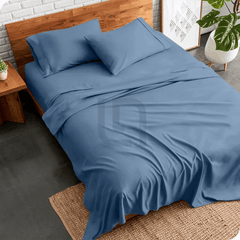 plain bed sheet - blue berry
