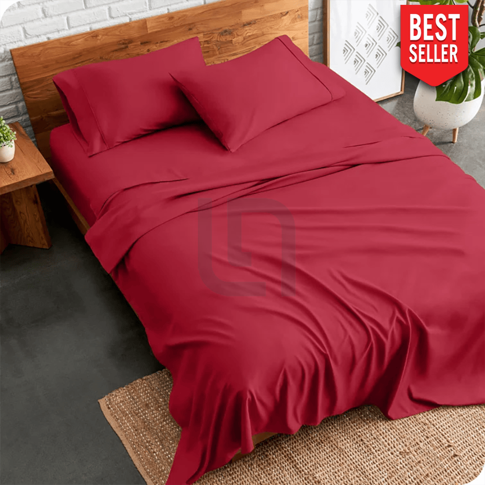 plain bed sheet - red