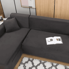 L-Shape Jersey Sofa Cover Grey 3