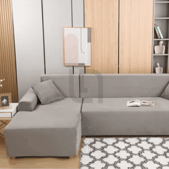 L-Shape Jersey Sofa Cover Light Grey 2