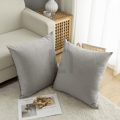 Velvet Cushion Covers for Sofa - Grey Color