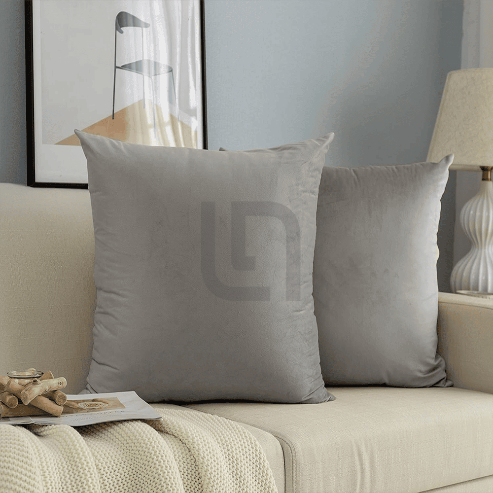 Velvet Cushion Covers for Sofa -  Grey