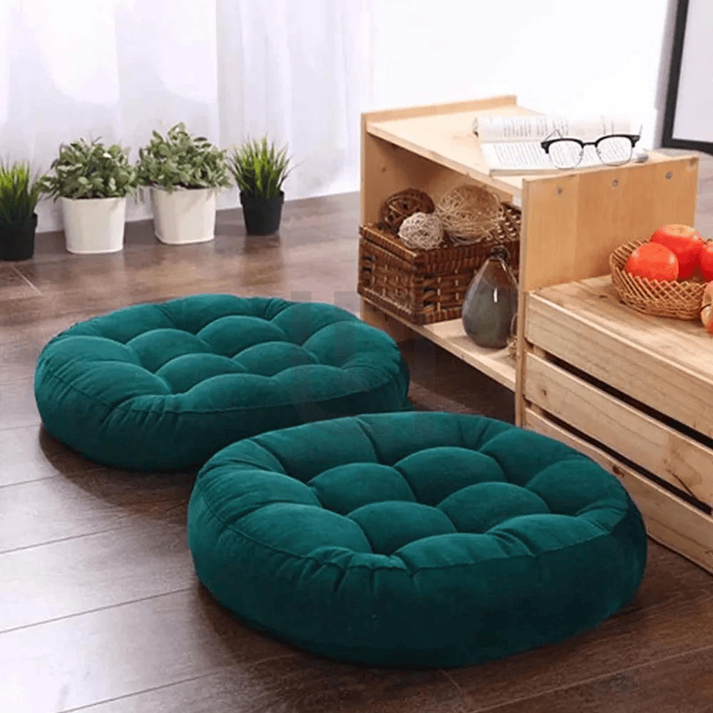 Round-Shape-Velvet-Floor-Cushions-Dark Teal