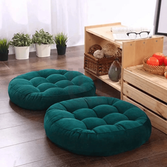 Round-Shape-Velvet-Floor-Cushions-Dark Teal