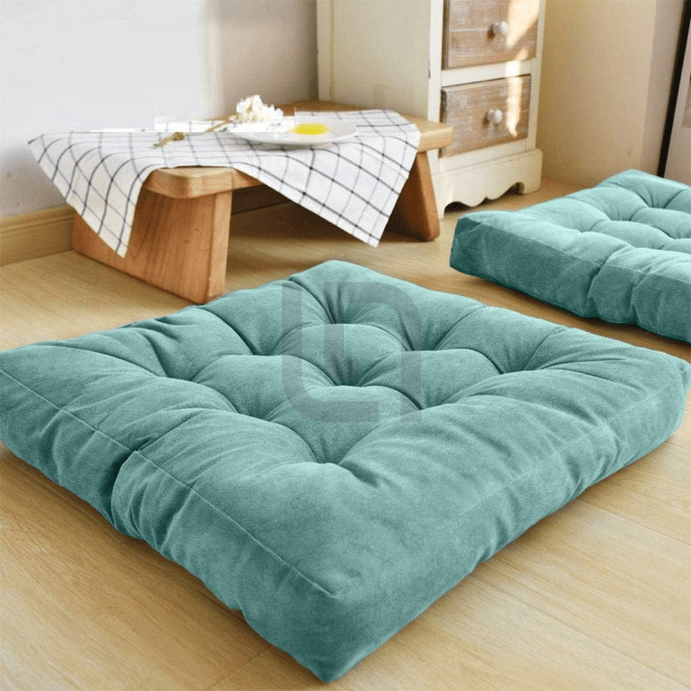 Square-Shape-Velvet-Floor-Cushions-Lake Blue