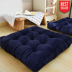 Square Shape Velvet Floor Cushions – Navy Blue