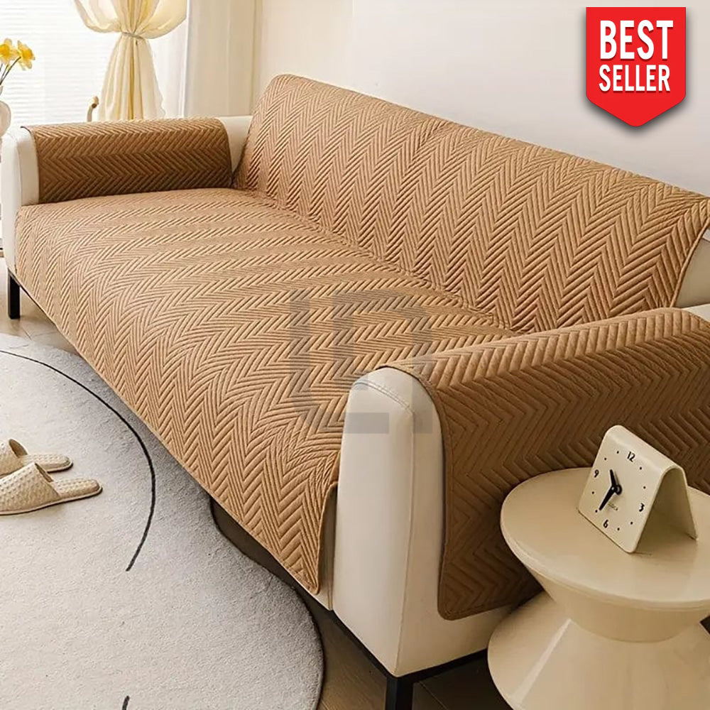 Premium Ultrasonic Quilted Sofa Cover - Mustard