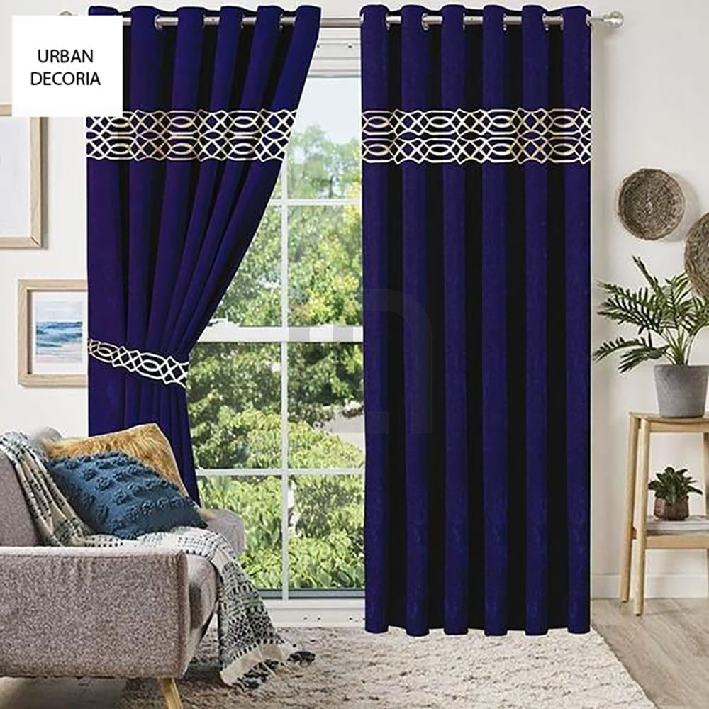 Premium Velvet Curtain Panels - Blue