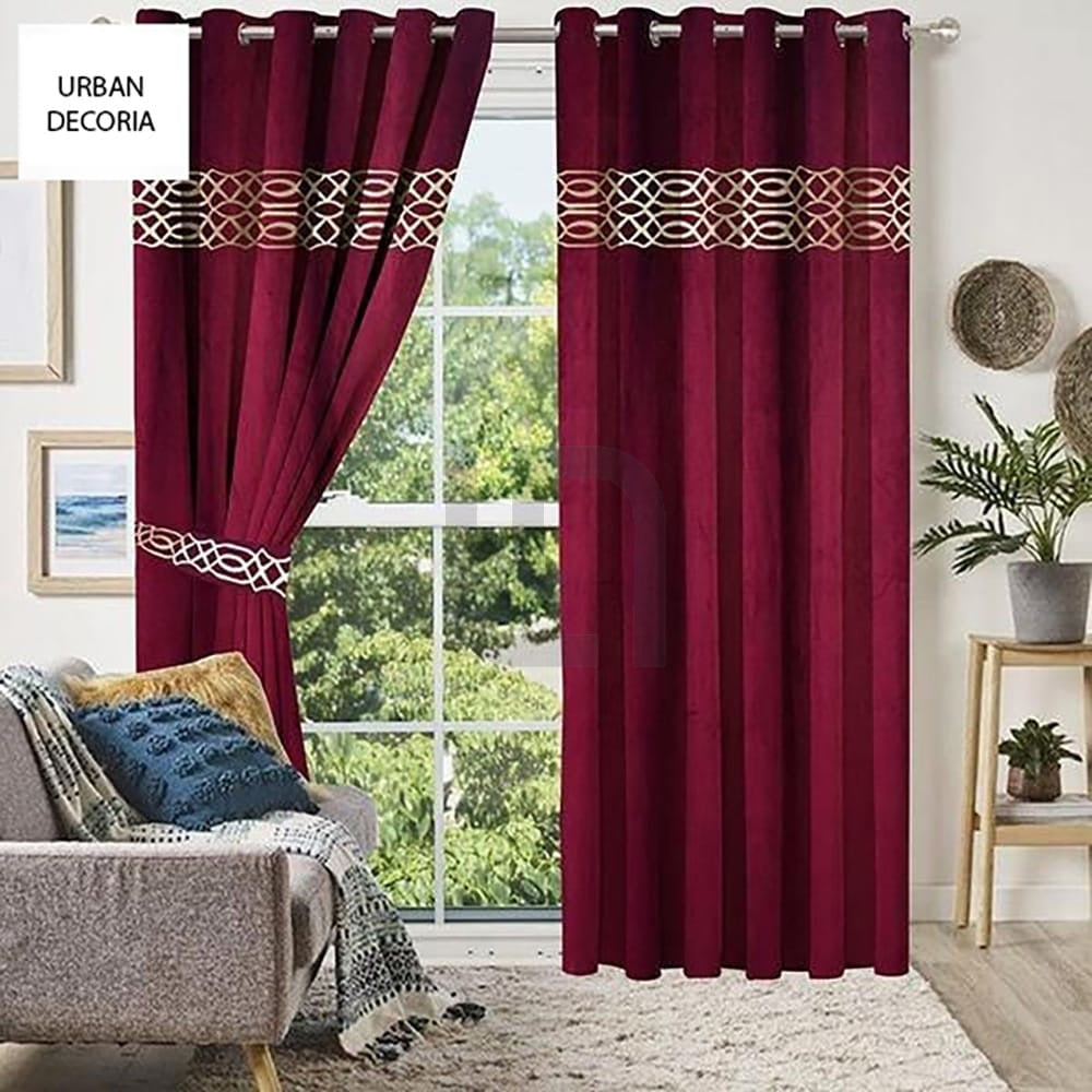 Premium Velvet Curtain Panels - Maroon