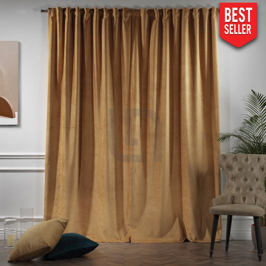 velvet curtains - apricot gold