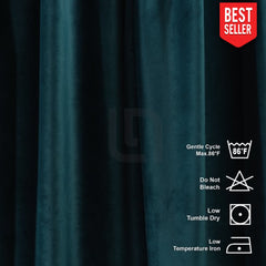 bluish cyan velvet curtains