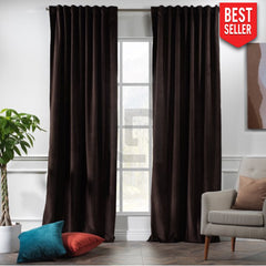 velvet curtains dark brown