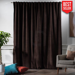 velvet curtains dark - brown