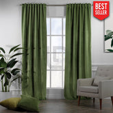 velvet curtains olive green
