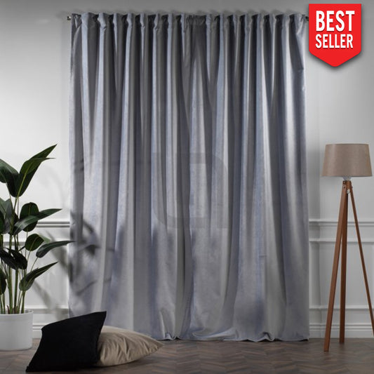 velvet curtains - silver
